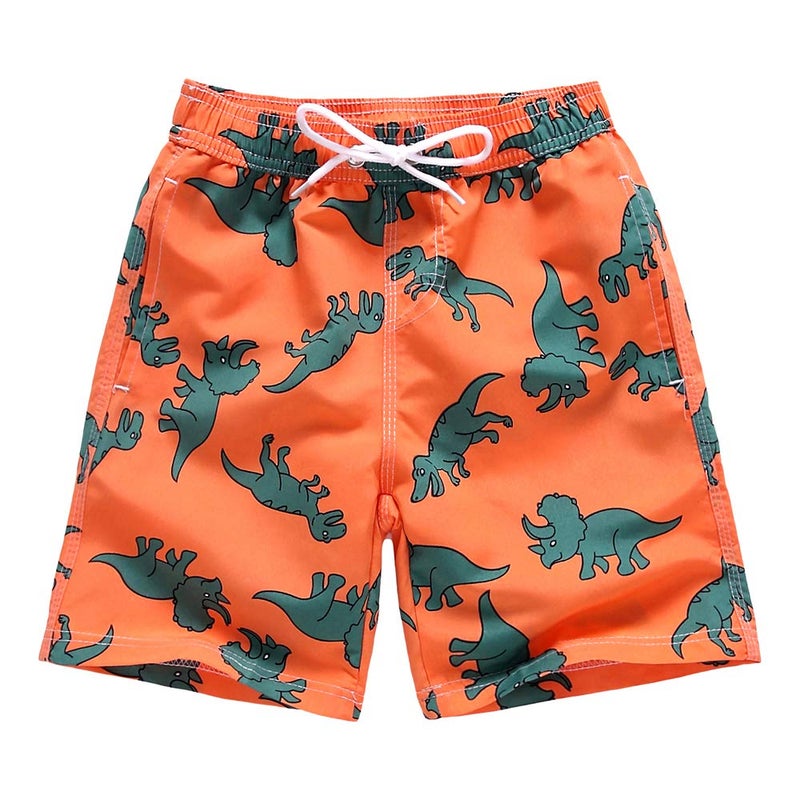 techcity Boys Swim Trunks, Quick Dry Beach Swim Shorts Little Boys Bathing Suit Swimsuit Toddler Boy Swimwear with Mesh Lining, 3-14 Years (7-8 Years, Dinosaur) - Image 1